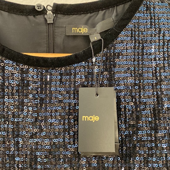 NWT MAJE Sequin Mini Dress with Pockets - Picture 5 of 9